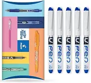 Pilot V PEN - Erasable Disposable Fountain Pen - 0.6mm Nib Tip - Medium Line - Wallet Pack of 5 - Blue Ink