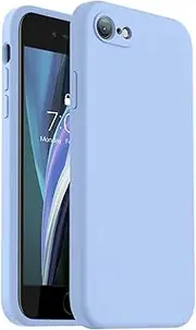 Vooii for iPhone SE Case 2022/3rd/2020,iPhone 8/7 Case, Upgraded Liquid Silicone with [Flat Edges] [Camera Protection] [Soft Anti-Scratch Microfiber Lining] Phone Case for iPhone SE - Light Blue