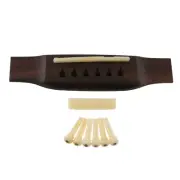 Acoustic Guitar Rosewood Bridge Unbleached Bone Saddle & Nut & 6pcs Bridge Pins