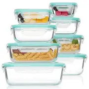 8 Pack Glass Food Storage Containers with Airtight Lids, Glass Meal Prep Cont...