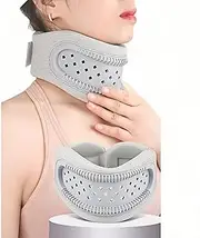 Checkzed Neck Brace for Neck Pain and Support, Adjustable Cervical Collar for Sleeping,Soft Neck Support Keep Vertebrae Stable and Aligned, Cervical Spine Pressure Relief（Grey）