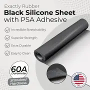 Black Silicone Rubber Sheet 60A 1/32 x 3 x 9" Gasket Material with Adhesive PSA