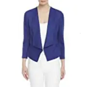 Anne Klein Women's Drape Front Faux Suede Jacket, Size Medium - Blue