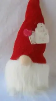 Valentine Love Gnome Pink Red White Hearts LIGHTS UP Wool Felt and Fabric
