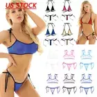 AU Womens See Through Mini Swimwear Micro Bra Top G-String Lingerie Bikini Sets