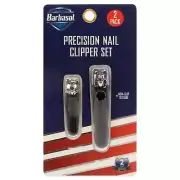 Precision Nail Clipper Kit by Barbasol for Men - 2 Pc Nail Clipper, Toe Clipper