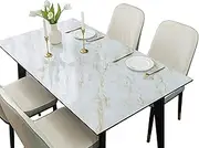 FANIVIN PVC Tablecloths Desk Table Mat Tablecovers Rectangle Table Covers Multifunction Waterproof Light Gold Marble 50x120cm