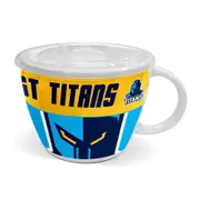 Gold Coast Titans NRL TEAM Large Ceramic Soup Mug Cup with Lid