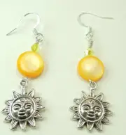 Yellow Shell MOP Earrings with Suns Handmade Jewelry