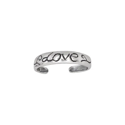 Sterling Silver .925 Love Engraved Toe Ring Adjustable Size | Made In USA