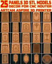 25 3D stl files relief Panels for CNC router cnc machine milling