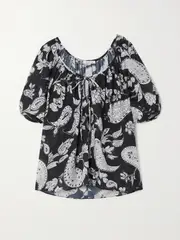 [FIL DE VIE] FIL DE VIE - Juno Paisley-print Cotton-batiste Blouse - Black - x small x small Black