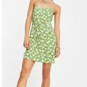 NWT Topshop Green Button Through Daisy Mini Dress Size 10