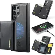 Protective Phone Case Wallet Compatible with Samsung Galaxy S22 Ultra Case Wallet Compatible with Men Women, Wireless Charging Detachable Magnetic Wallet Phone Case with Card Slot Holder, RFID Blockin