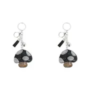 2x LVD 15cm Metal Keyring Charm Car Key Accessory Hanging Keychain Tag Mushroom