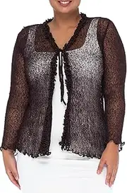 [Back From Bali] Womens Plus Size Ruffle Shrug Bolero Sheer Cardigan Arm Cover 2X 3X 4X Lightweight