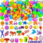 200 PCS Easter Prefilled Eggs with Assorted Toys for Easter Basket Stuffers, Egg