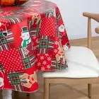 RAY STAR Red Reindeer Christmas Polyester Tablecloth Stain Resistant Washable