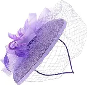 [ANDRESLAD] Imitation Linen Exaggerated Top Hat Flower Mesh Hat Bridal Headwear Hair Accessories Top Hat Linen Yarn Headdress (Yellow) Women Bridal Hair Accessories Tea Party Head