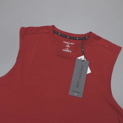 Kenneth Cole Men's Active Tech Muscle Tee Stretch Soft Cotton UPF 50+ Lava Red