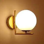 Mengjay Indoor Wall Lights Bathroom Vanity Lights Glass Wall Lamp Wall Lighting Fixture for Bathroom Bedroom Dining Room Restaurant (Gold-)