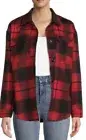 No Boundaries plaid Women shacket Red & Black .Size XL