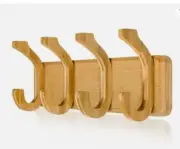 Honsky Wall Mounted Coat Rack, 17” Wall Coat Rack with 4 Hooks,Bamboo Coat Hook