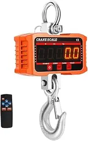 Oimzzr Digital Display Crance Scale High Load Portable Industrial Electronic Heavy Duty Weight Hook Crane with 3 Units Conversion Function Orange 500kg