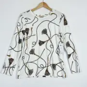 Chico's Touch Of Cool Cream Status Knit Shirt Top Women's 1 Medium 8 NEW NWT
