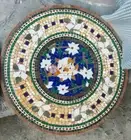 24" Marble Marquetry Top Coffee Table Stone Mosaic