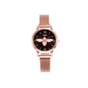 Veile Studios Shiny Light Luxury Decorative Watch Small Bee Mesh Belt Waterproof Female Simple Round Watches