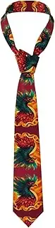 [CADREWY] Phoenix Print Soft Men Necktie Classic Tie For Weddings And Special Occasions Ties Business, Black