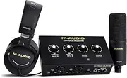 M-AUDIO M-Track Duo HD Audio Interface, M100 Condenser Microphone and HDH41 Studio Monitoring Headphones for Recording, Producers, Content Creators and Podcasters