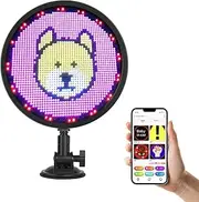 Round LED Car Sign Bluetooth App Control Digital Sign Board Gift Custom Text Image Pattern Animation Cartoon With USB 5V Car charger For Car Bar Store Advertising