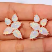 2.50Ct Pear Cut Simulated Fire Opal Women's Stud Earring 14k Rose Gold Plated
