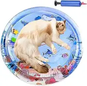 Pet Water Bed, Colorful Kid Play Mat with Inflator, Inflatable Cooling Pad, Soft Sensory, Portable Design, 1-Pack, Ideal for Hot Weather Relief, 39.37x39.37 Inches