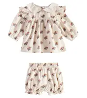 [C'era Una Volta] C'era Una Volta Baby Franca blouse and bloomers set M 18 white