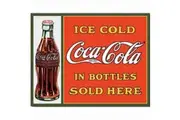 Coke Sold in Bottles Metal Tin Sign