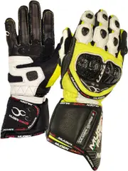 MUGENRACE Bornew Motorcycle Gloves, black-white-yellow, Size XS for Men Black White Yellow