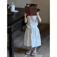 在飛比找ETMall東森購物網優惠-女童韓國刺繡套裝半裙2024夏裝兒童背心裙子寶寶洋氣森系女寶
