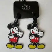 Disney Mickey Mouse Luggage Travel Bag Tags Set of Two Mickey Mouse Classic NEW