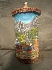 RARE Vintage Gunter Candle Hand Painted Carved With 2 Landscapes Of Germany New