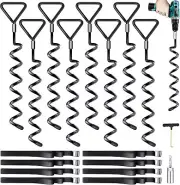 Trampoline Stakes Heavy Duty Trampoline Anchors Kit, Spiral Screw In Ground