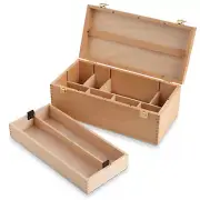 Wooden Art Tool Box, Portable Brush Storage Box Organizer with Drawer