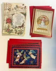 Renaissance Greetings Mixed Christmas Card Set 7 Total Gold Foil Cards
