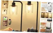 Industrial Table Lamps for Bedrooms Set of 2 - Fully Dimmable Seeded Clear