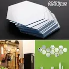 36X Large Hexagon Mirror Glass Tile Wall Stickers Decal Home Decor Self-Adhesive