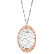 Ss/Gold Plated Sterling Silver & Rose Gold-Plated Textured Oval W/ 2In Ext Necklace