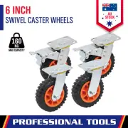 4x 6inch 190mm Heavy Duty fixed Swivel Caster Wheels Castor 160KG Trolley