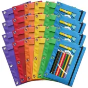 Pencil Pouch for 3 Ring Binder, Bulk 24 Pack 3-Holes Zipper Pencil Pouches in...